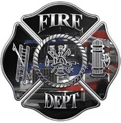 Firefighter Fire Rescue Firefighter Decal Engine 8 American Flag 4" Reflective