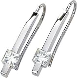 Brilliant! 14k White-gold 3/4 CT TW 2x 4.00MM Square Moissanite Drop-earrings