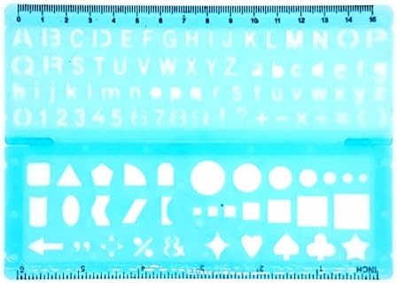 Lettering Stencil Folding Ruler, Blue (AS555488)