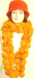 Imported Light Orange Color Two Strand Luxurious Rabbit Fur Scarf for Women and Teens Offered in Combination with Hand Crocheted Red Mohair Cap