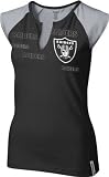 Oakland Raiders Women's Black High Pitch Split Neck Top