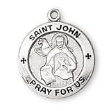 Sterling Silver Saint John the Evangelist Medal and 18-inch Chain