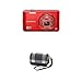 Olympus VG-160 14MP Digital Camera (Red) and Leather Plaid Gray Case
