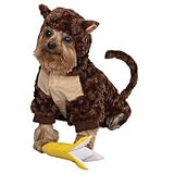 Zack & Zoey Plush Curious Monkey Halloween Dog Costume with Poseable Tail & FREE Banana Squeak Toy MedIum