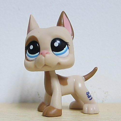Bes88 Littlest Pet Shop Figure Great Dane Dog Dot Light Brown Tan Blue Eyes