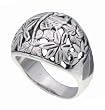 SilverBin Sterling Silver Cutout Dragonfly and Flower Design Ring