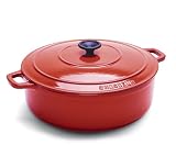 World Cuisine Oval Enamel Cast Iron Dutch Oven 8 Quart with Lid, Red