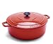 World Cuisine Oval Enamel Cast Iron Dutch Oven 8 Quart with Lid, Red