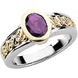 14K Two-Tone Gold Amethyst and Diamond Ring