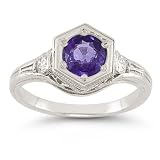 Roman Art Deco Amethyst and Diamond Ring