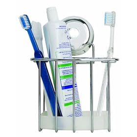 Croydex Twist 'N' Lock Toothbrush Holder, Chrome