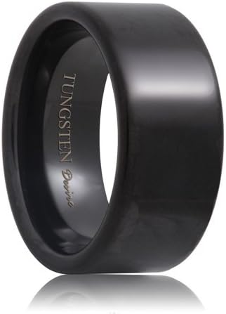 Irving Flat 10mm Wide Black Tungsten Carbide Wedding Ring