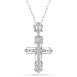 Celtic Designed Diamond Cross Pendant mounted in Sliver