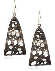 Misha Gunmetal Cut Out Circle Sculpture Topaz Accents Earrings