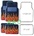 A Set of 4 Universal Fit Fire Flame Carpet Floor Mats for Cars / Truck - Blue Red