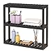 DOMAX Bamboo Bathroom Shelf 3-Tier Wall Mount Storage Rack Multifunctional Adjustable Layer Free Standing Over Toilet Utility Shelves Living Room Kitchen (Black)