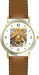 Sing a Song of Sixpence - Blackbirds & King - from Mother Goose by Artist: Sylvia Long - WATCHBUDDY&reg; DELUXE TWO-TONE THEME WATCH - Arabic Numbers - Brown Leather Strap-Size-Large ( Men's Size or Jumbo Women's Size )
