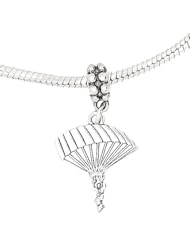 Sterling Silver Parachute Para Sailer Dangle Bead Charm