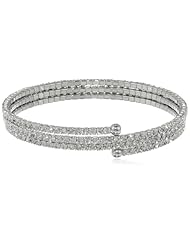 Oroclone "Crystal Set" Three Row Flex Crystal Bangle Bracelet, 2.17"