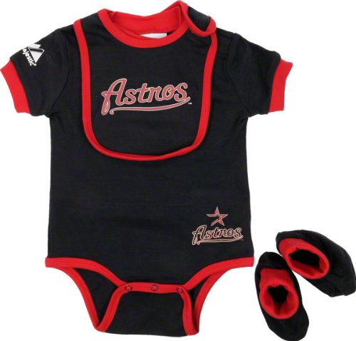 Houston Astros Baby Bib and Bootie Creeper Set