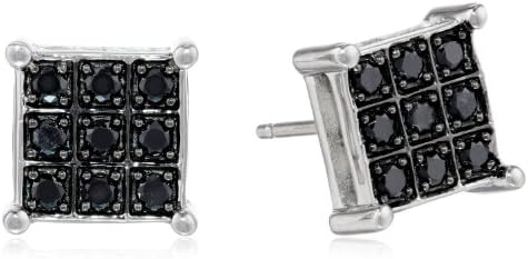 Sterling Silver Black Diamond 1/3cttw Square Earrings