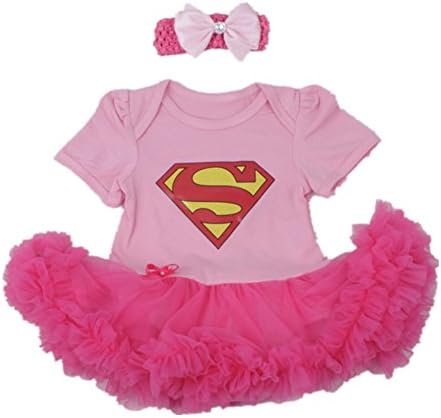 Dorara Newborn Supergirl Baby Girl Romper Dress (M:3-6 months, Pink)