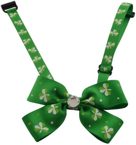 Dogloveit Pet Puppy Cat Dog Bow Tie Leaf Pattern Adjustable Bowtie w/ Crystal Fashion Accessories for Pet Dog Cat (Green)