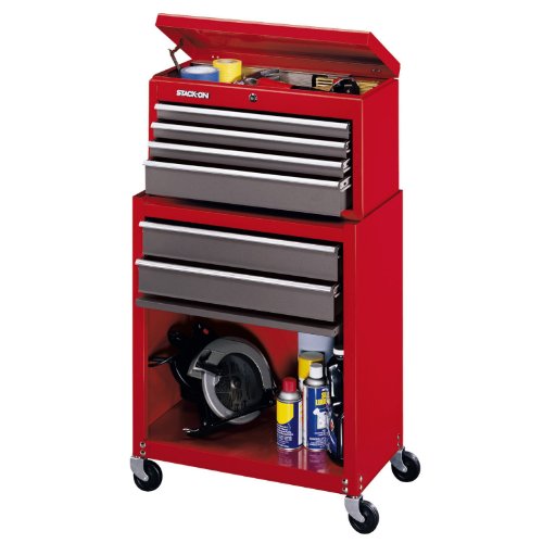 Stack-On SC-600 6-Drawer Chest/Cabinet Combo, Red