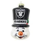 Blown Glass Snowman Top Hat Ornament - Oakland Raiders
