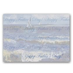 Blue Happy Father's Day with Seascapes near les Saintes Maries - 5" x 7" Vellum Overlay Father's Day Card