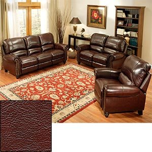 4159Vj 0IAL Cambridge 3 pc Top Grain Leather Pushback Reclining Set Reclining Sofa, Reclining Loveseat and Recliner