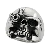 Surgical Steel Cyborg Skull Ring Blackened finish 9/16 in. (14mm) wide, size 12