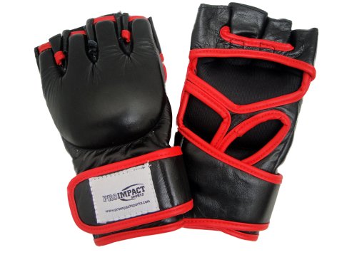 Pro Impact Open Thumb Professional MMA Gloves Genuine Leather (XL)
