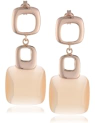 Pink Gold Plated Sterling Silver Synthetic Champagne Cats Eye Earrings