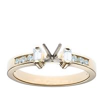 14k Yellow Gold Prong Set Baguette Diamond Engagement Ring Setting (1/3 ct tw, I, I1)