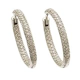 18kt White Gold Fabulous Diamond Hoop Fashion Earrings