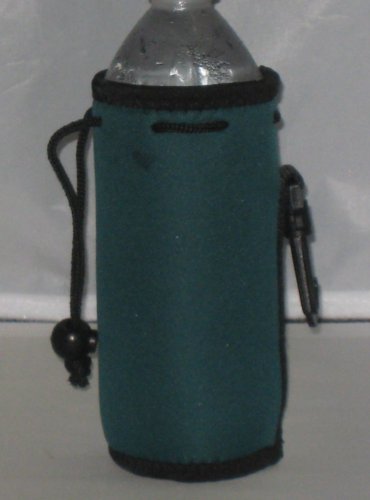 Water Bottle Koozie with Drawstring & Clip, Dark Green
