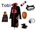Naruto Itachi Tobi cosplay costume set (Akatsuki Cloak + Anti Leaf Itachi headband+ Naruto Tobi mask