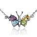 Sterling Silver Amethyst, Citrine, Blue Topaz and Peridot Butterfly Pendant