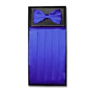 SILK Cumberbund and BowTie ROYAL BLUE Mens Cummerbund and Bow Tie Set