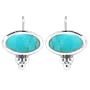 Sterling Silver Turquoise Inlay Oval Drop Earrings with Beads