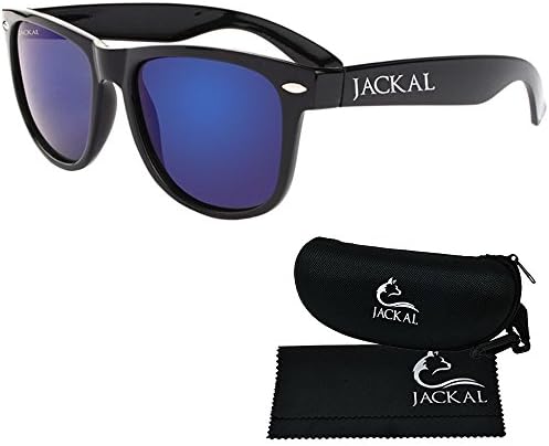 Jackal Thai Sunglasses B005 Blue Mirror Polarized Lens Black Frames from Chiang Mai Thailand