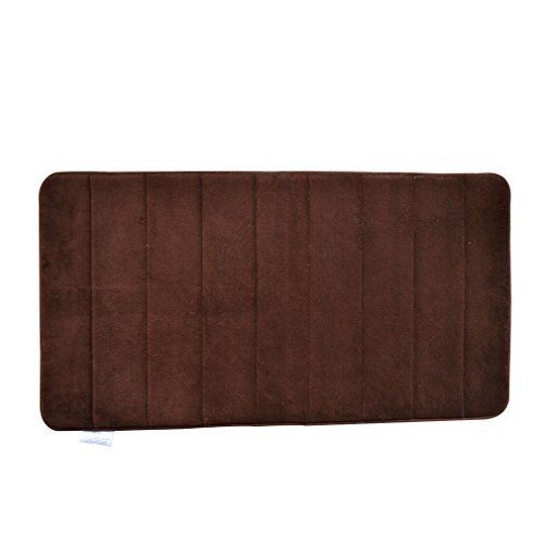 Best Token Coral Fleece Memory Foam Bath Rug Stripe Pattern Mat (Brown 20x36inch) Home Garden