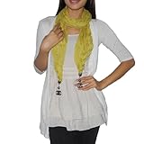 Womens Comfortable & Super-Soft Neck Scarf With Dangle Charms - Khaki (Size: one size )