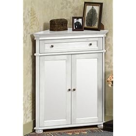 Hampton Bay 25w Corner Storage Cabinet With Two Wood Doors, WOOD DOORS, WHITE