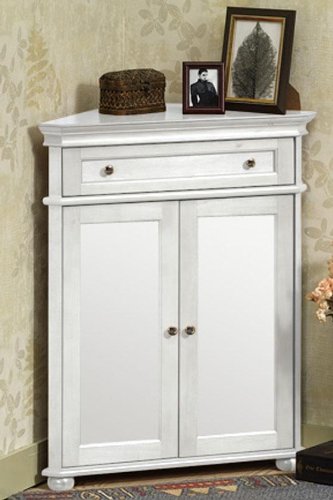 Hampton Bay 25w Corner Storage Cabinet With Two Wood Doors, WOOD DOORS, WHITE