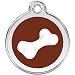Red Dingo Personalized Diagonal Bone Pet ID Dog Tag (Small Brown)
