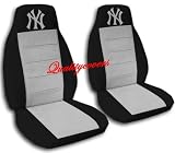 2 Black and silver "New York" seat covers for a 1998-2001 Ford Ranger. 60/40 seat covers with armrest included.