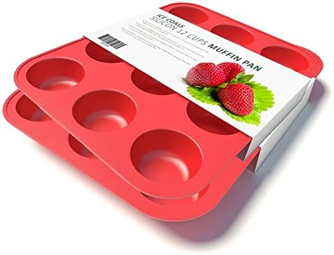 Silicone Muffin pan Cupcake Baking Pan Tray -24 Cup ( set of 2 with 12 cup ) -100% Pure Food Grade Non-stick Silicone- BPA free -Heat Resistant upto 450° F!!