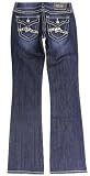 4159rkuBvPL. SL160  Miss Me Jeans JD1047B DK 87 Boot cut, dark wash, thick tan stitching, purple and gold sequins wave, button flap pockets
